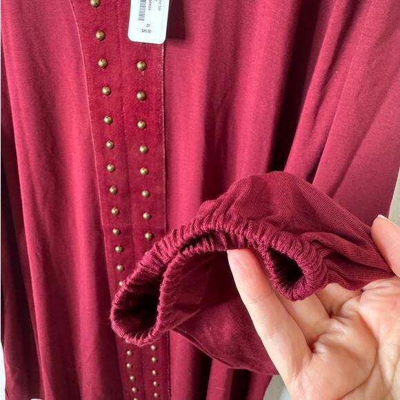 NWT Soft Surroundings Plus 2X Adornment Top in Cabernet Velvet 2FN17 - Picture 7 of 10